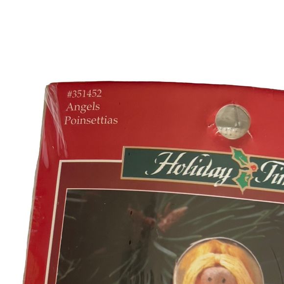 VTG Holiday Time Christmas Angels Poinsettias Cross Stitch‎ Kit #351452 Ornament - Picture 3 of 4